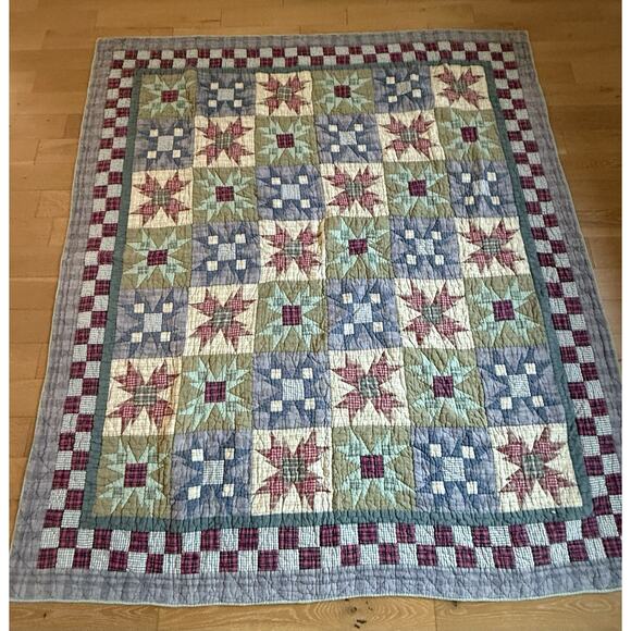 Rustic Cabin Quilt Vintage Patchwork Star Plaid Country Farmhouse Winter Blanket - Picture 1 of 8